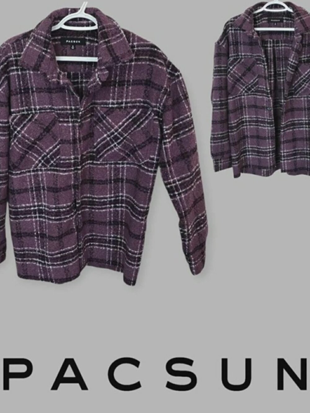 PACSUN Purple Textured Shacket Longsleeve Plaid Jacket Mens Size Small
